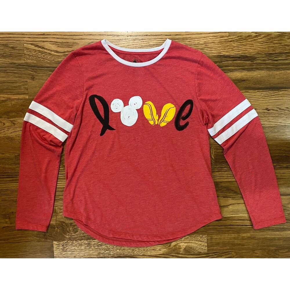 Disney Store Womens Love Long Sleeve Tee Shirt Mickey Mouse Large Valentine Soft